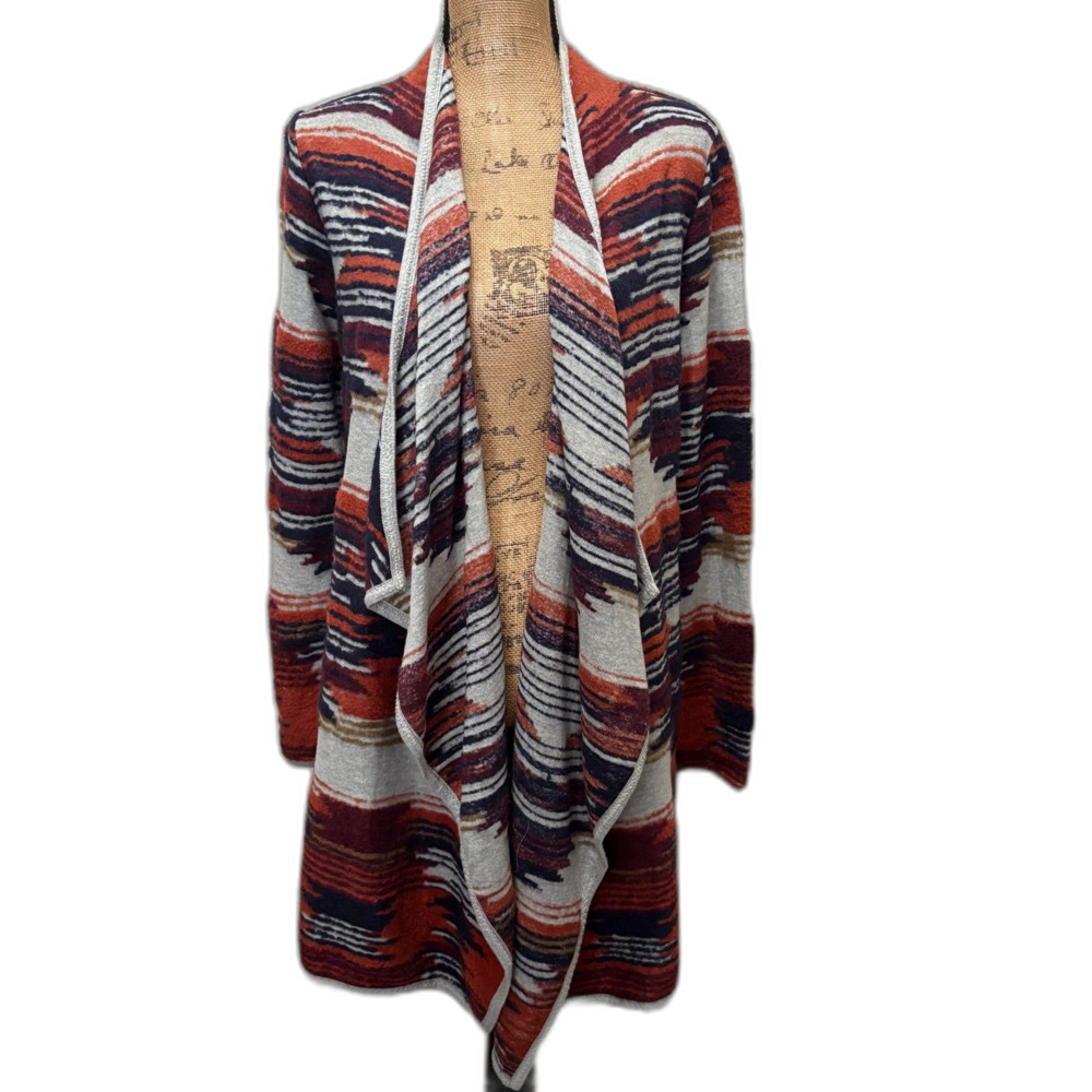 Lucky Brand Waterfall Duster Cardigan‎ Fall Tone Southwestern Print Size Medium